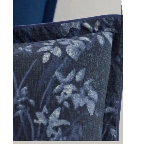 Ralph Lauren Caterina 2 pillow cases shams Blue flower striped standard pair set - Picture 1 of 16